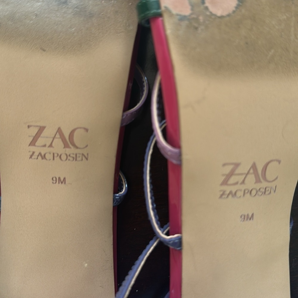 ZAC ZAC POSEN Womens Angie Square Toe Sculpted Heel Patent Leather Sandals Sz 9M - Picture 10 of 10